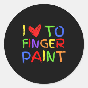 I Love To Finger Paint Tiny Red Heart Valentines D Classic Round Sticker