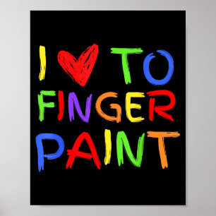 I Love To Finger Paint Tiny Red Heart Valentines D Poster