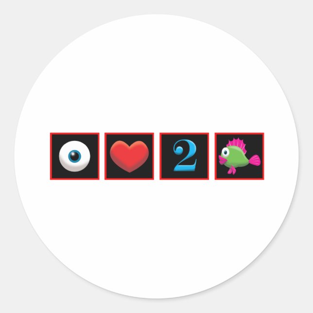 I LOVE TO FISH CLASSIC ROUND STICKER (Front)