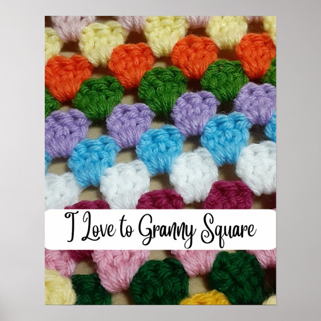 I Love to Granny Square Crochet Wall Art (Front)
