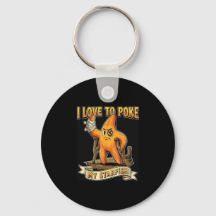 I love to poke my starfish funny vintage humour key ring