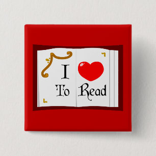 I Love To Read 15 Cm Square Badge