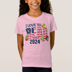 I LOVE TO READ America Flag 2024 Kids T-Shirt