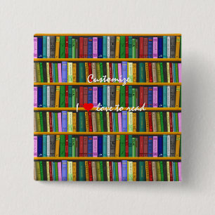 I love to read Books  Thunder_Cove 15 Cm Square Badge
