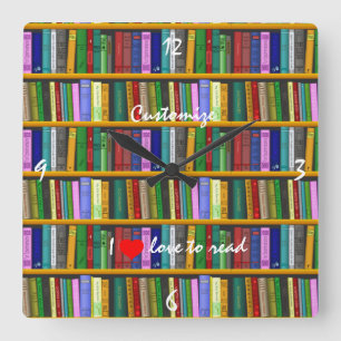 I love to read Books  Thunder_Cove Square Wall Clock