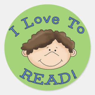 I Love to Read Boy Classic Round Sticker