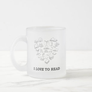 I Love to Read Frosted Glass Coffee Mug