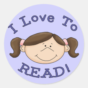 I Love to Read Girl Classic Round Sticker