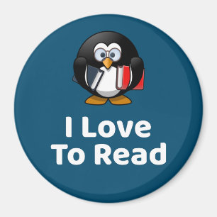 I Love To Read Penguin Funny Reading Magnet