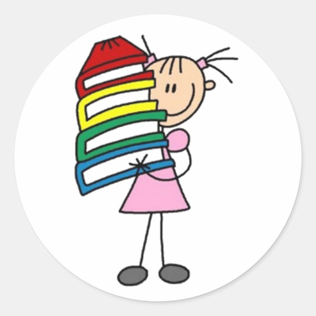 I Love To Read Stick Figure Classic Round Sticker (Front)