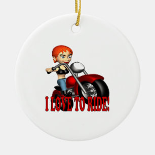 I Love To Ride Ceramic Tree Decoration