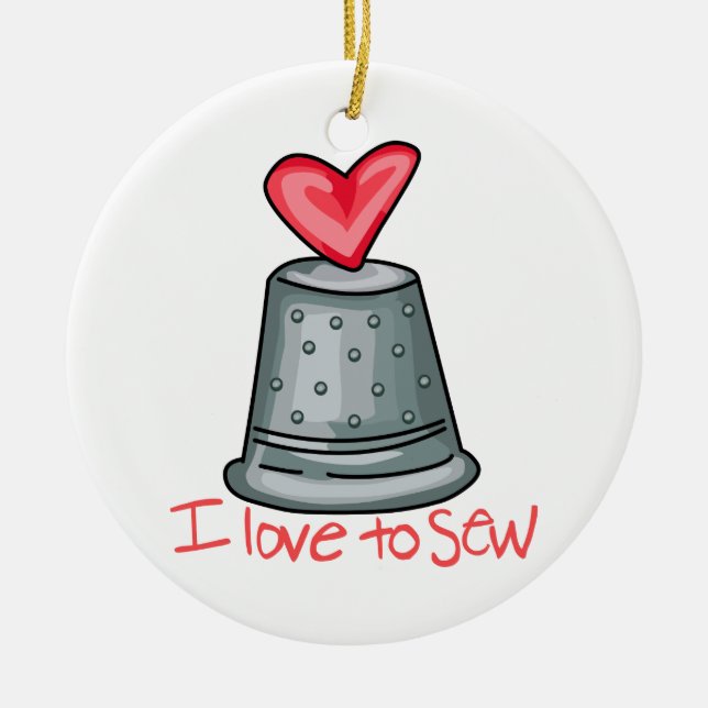 I Love to Sew Ceramic Tree Decoration (Front)