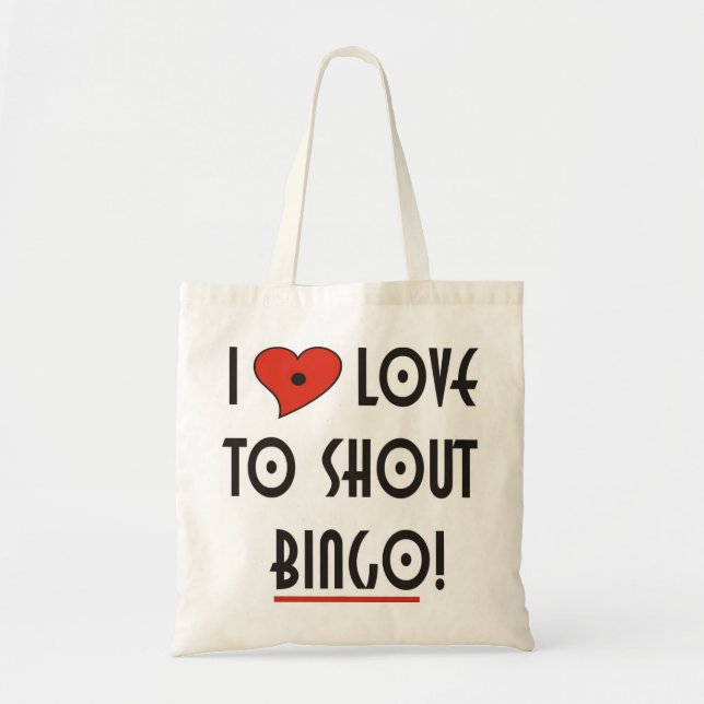 I Love to Shout Bingo Tote Bag (Front)