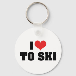 I Love To Ski Keychain