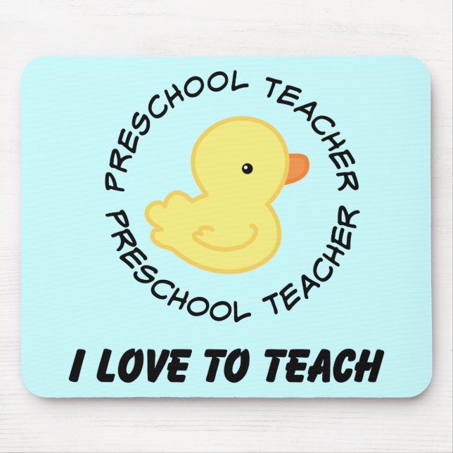 I Love To Teach Preschool Teacher Gift Mouse Mat (Front)