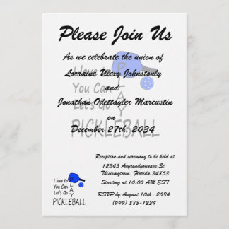 i love to you can lets go play pickleball blue invitation