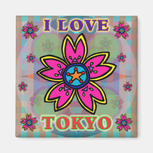 "I LOVE TOKYO" Flowers Magnet