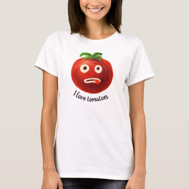 I Love Tomatoes Kawaii Funny Vegetable T-Shirt (Front)