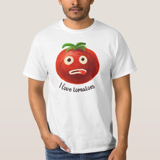I Love Tomatoes Kawaii Funny Vegetable T-Shirt (Front)