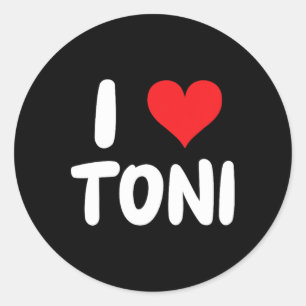 I Love Toni - Heart - Name Classic Round Sticker