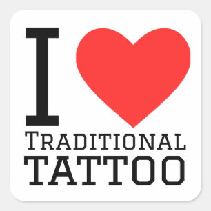 I love traditional tattoo square sticker