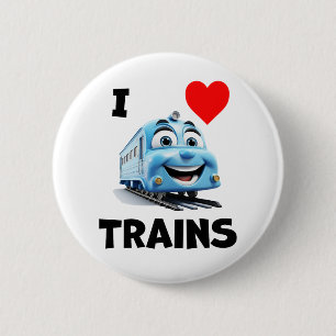 I love trains 6 cm round badge