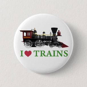 I Love Trains 6 Cm Round Badge