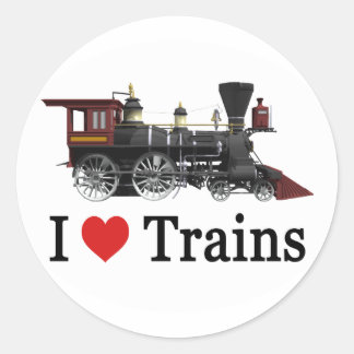 I Love Trains Classic Round Sticker