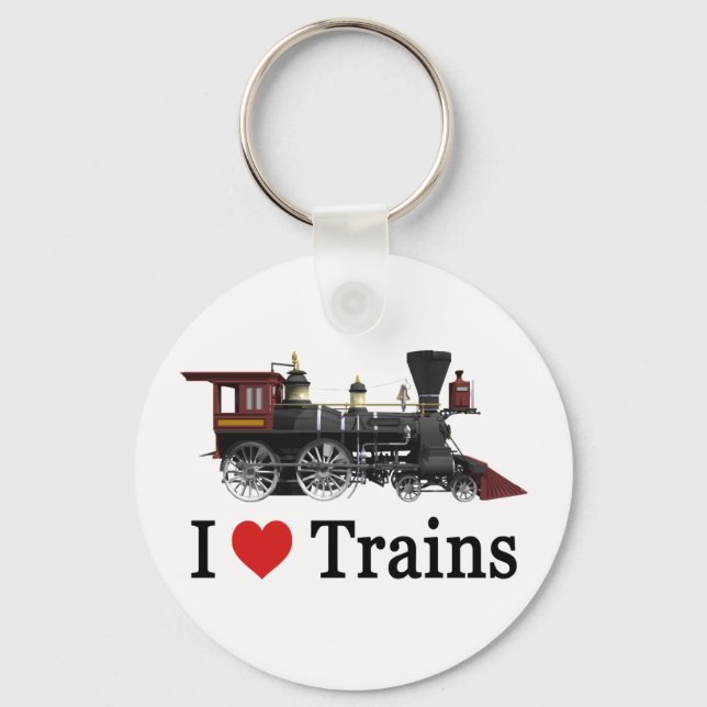 I Love Trains Key Ring (Front)