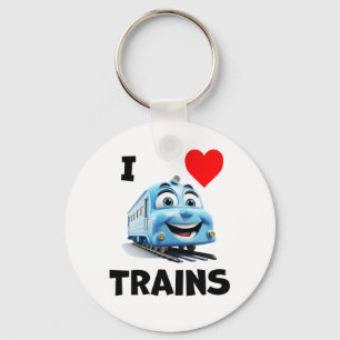 I love trains key ring