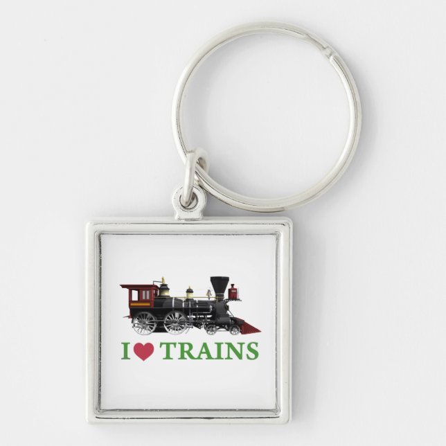 I Love Trains Key Ring (Front)