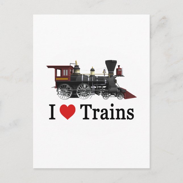 I Love Trains Postcard (Front)