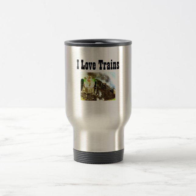 I Love Trains Travel Mug (Center)
