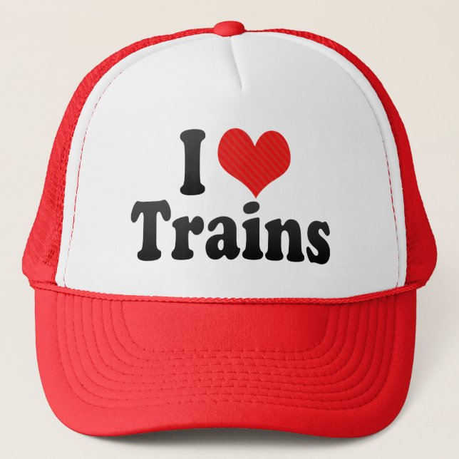 I Love Trains Trucker Hat (Front)