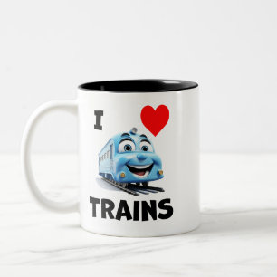 I love trains Two-Tone coffee mug