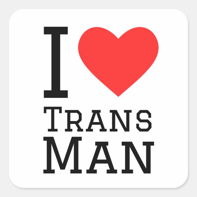 I love trans man square sticker (Front)