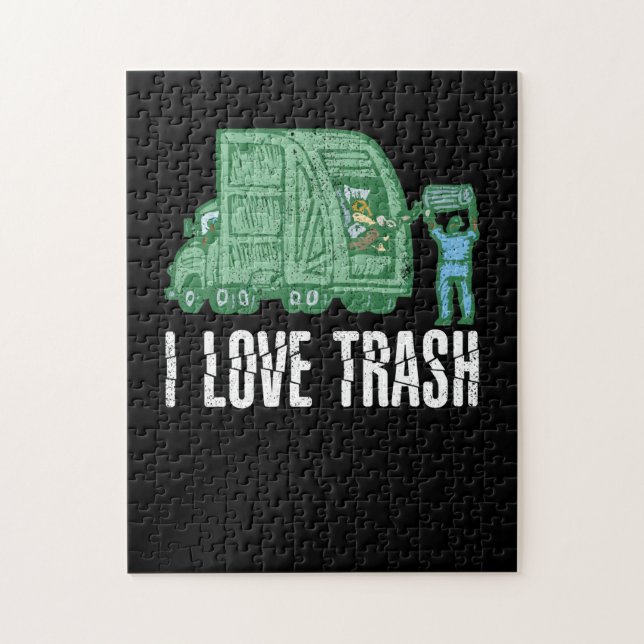I Love Trash Funny Garbage Jigsaw Puzzle (Vertical)