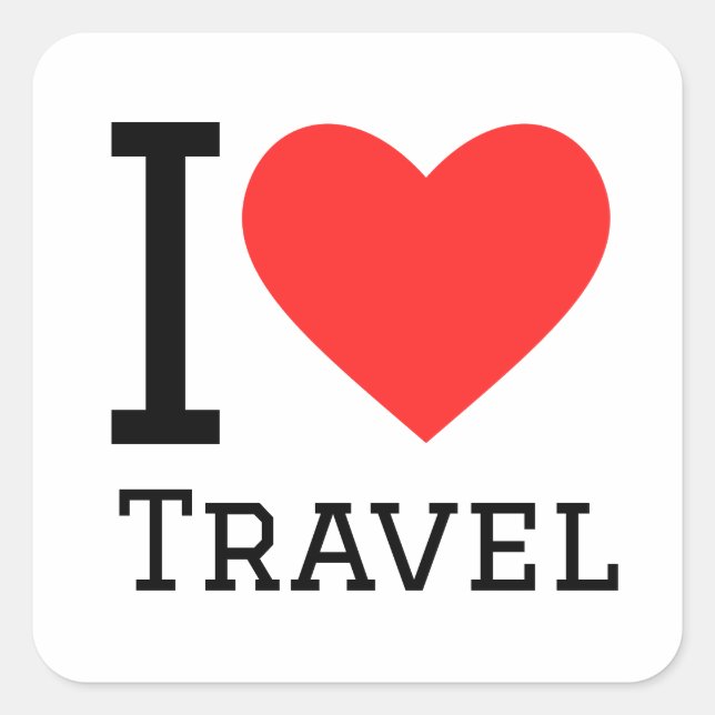 I love travel square sticker (Front)
