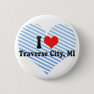 I Love Traverse City, MI 6 Cm Round Badge