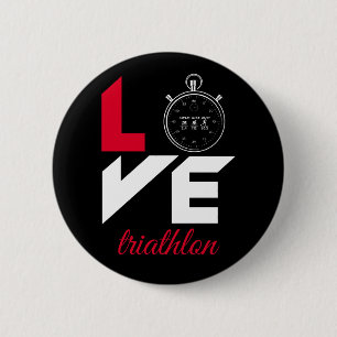 I love triathlon 6 cm round badge