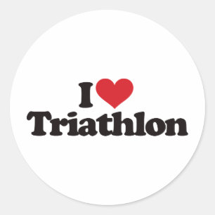 I Love Triathlon Classic Round Sticker