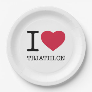 I LOVE TRIATHLON PAPER PLATE