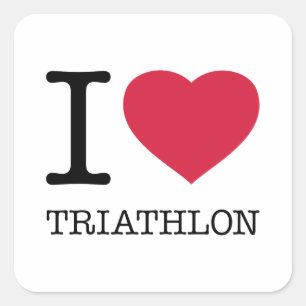 I LOVE TRIATHLON SQUARE STICKER