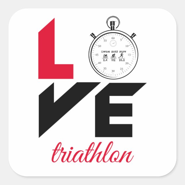 I love triathlon square sticker (Front)