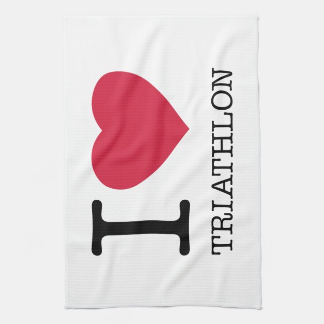 I LOVE TRIATHLON TEA TOWEL (Vertical)