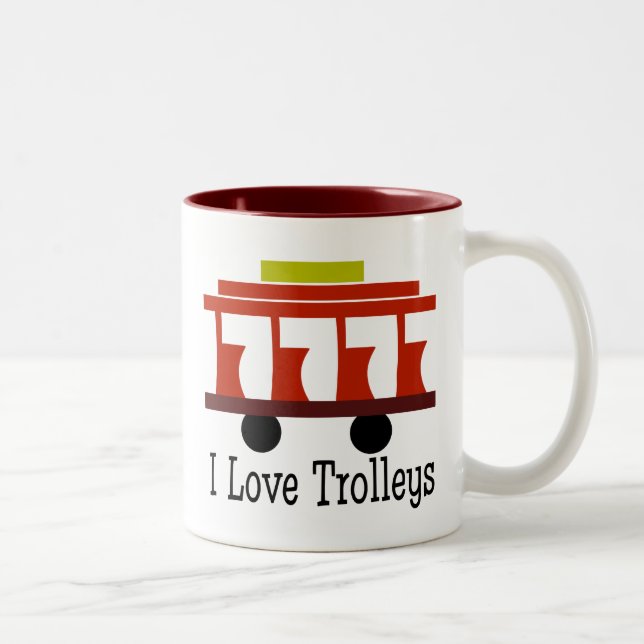 I Love Trolleys Two-Tone Coffee Mug (Right)