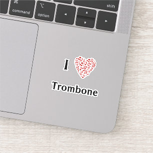 I Love Trombone Red Heart of Music Notes Vinyl