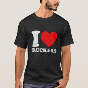 I Love Truckers Funny Heart Freedom Convoy Vintage T-Shirt