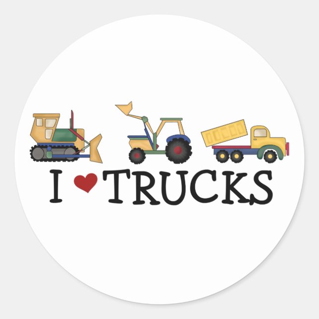 I Love Trucks Classic Round Sticker (Front)