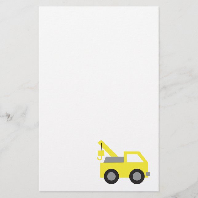 I love Trucks, Cute Yellow Vehicle for kids Stationery (Front)